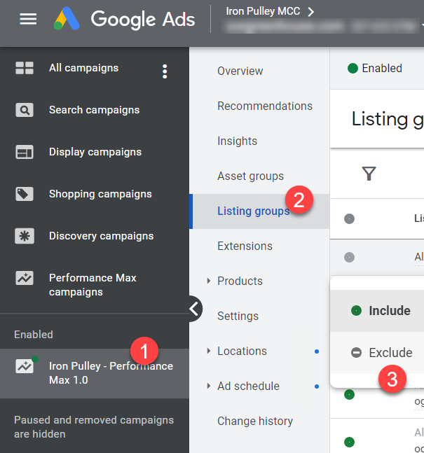 Listing Groups in Performance max