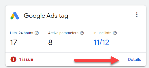 Google Ads Tag Details